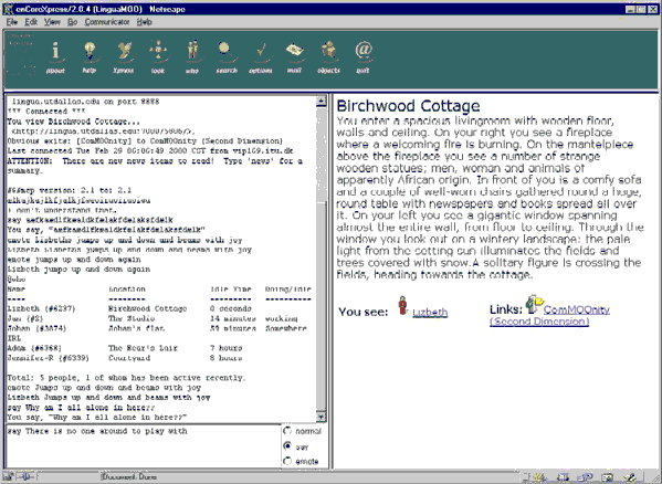 screenshot linguaMOO